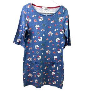 Boden Womens Dress Blue Floral Front Pockets 100% Cotton 3/4 Sleeve Sz 6 Preppy